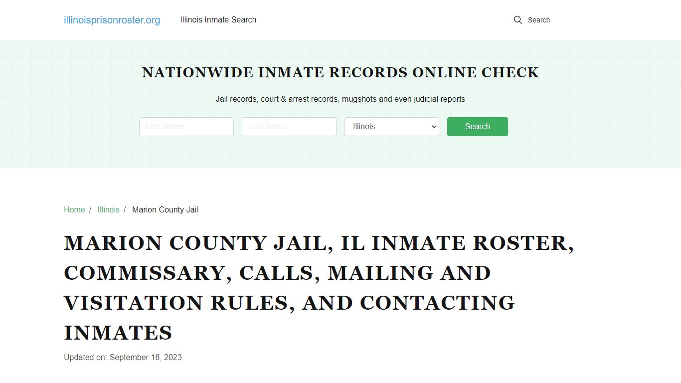 Marion County Jail, IL Offender Search, Calls, Contacts